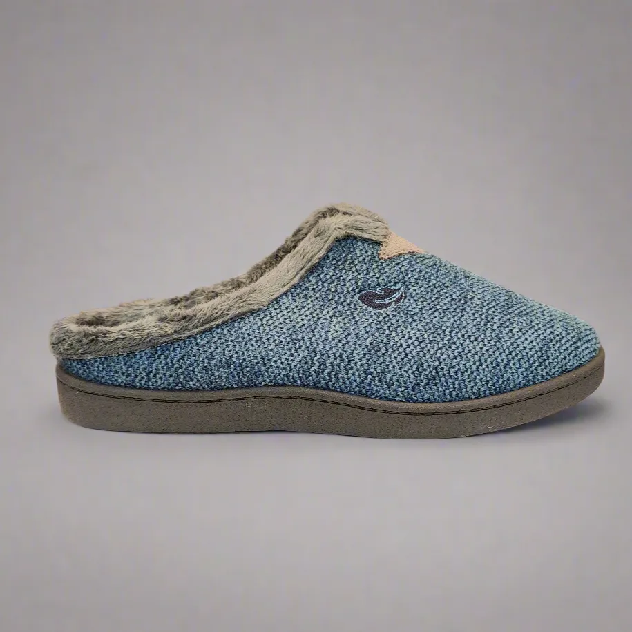 Mens Bedroom Slippers Blue Marino Mule Plumaflex Memory Foam R12017