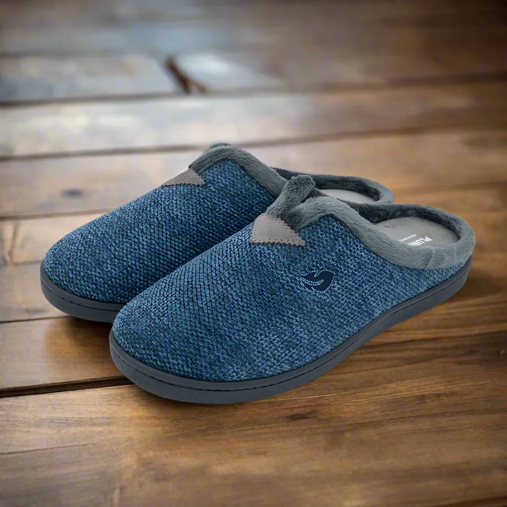 Mens Bedroom Slippers Blue Marino Mule Plumaflex Memory Foam R12017