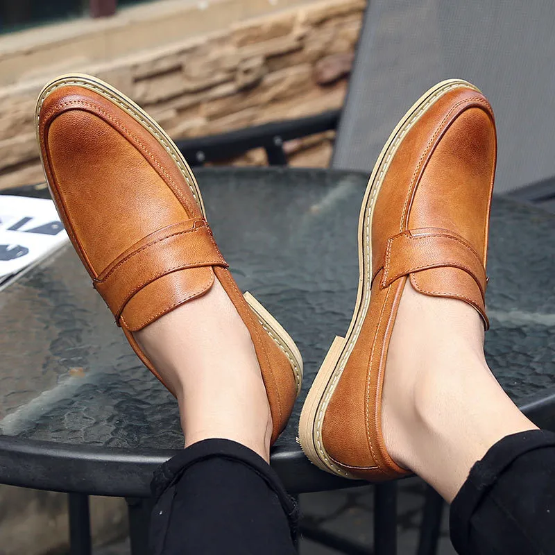 Mens casual loafers stylish stitching driving slip on loafers