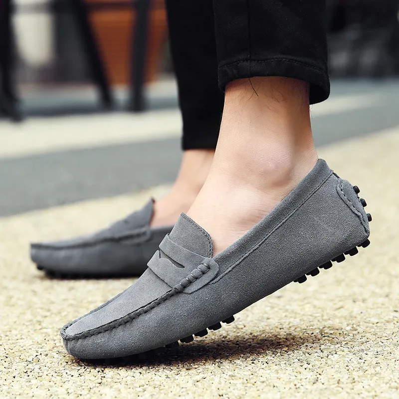 Men's faux suede penny loafers daily slip on flats