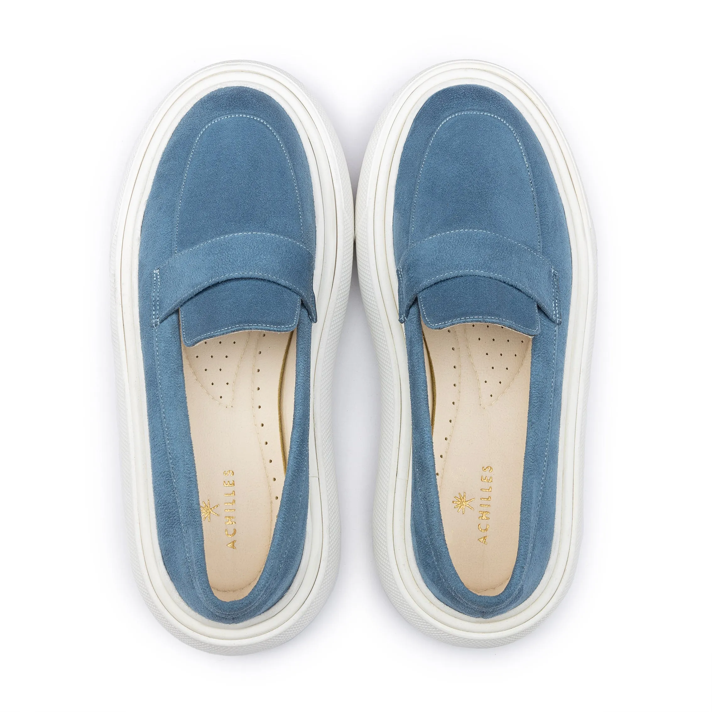 Moc Toe Suede Slip On Sneaker Loafers - Baby Blue