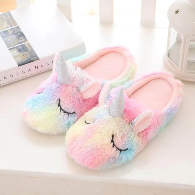 Multicolored Unicorn Slippers