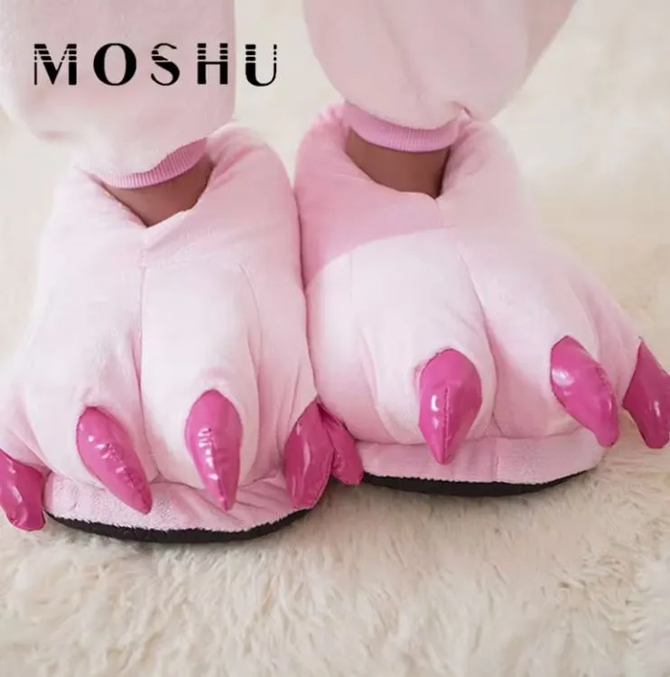 NEW Animal Paw House Slippers for Kids Funny Monster Claw Winter Slippers Plush Home Slippers, Kids Size 3/4