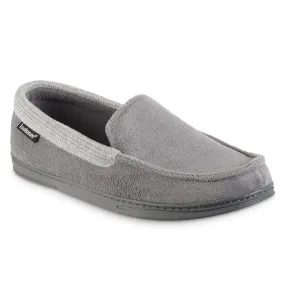 New Men's isotoner Microterry and Waffle Travis Moccasin Slippers, light grey Sz XXL 13-14