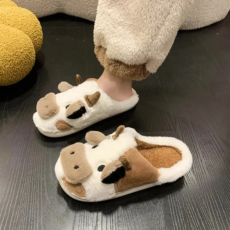 Plush Cow Slippers - Fine Quality And Ultra Soft Plush Material