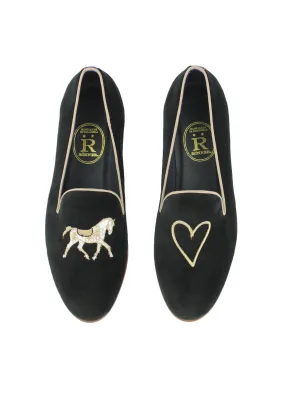 Rönner Mimosa Slippers Love | Black & Camel