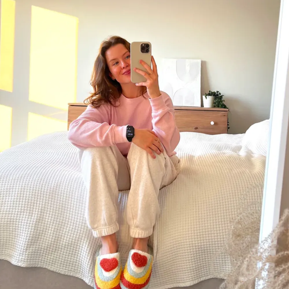 Vibrant Plush Rainbow Slippers