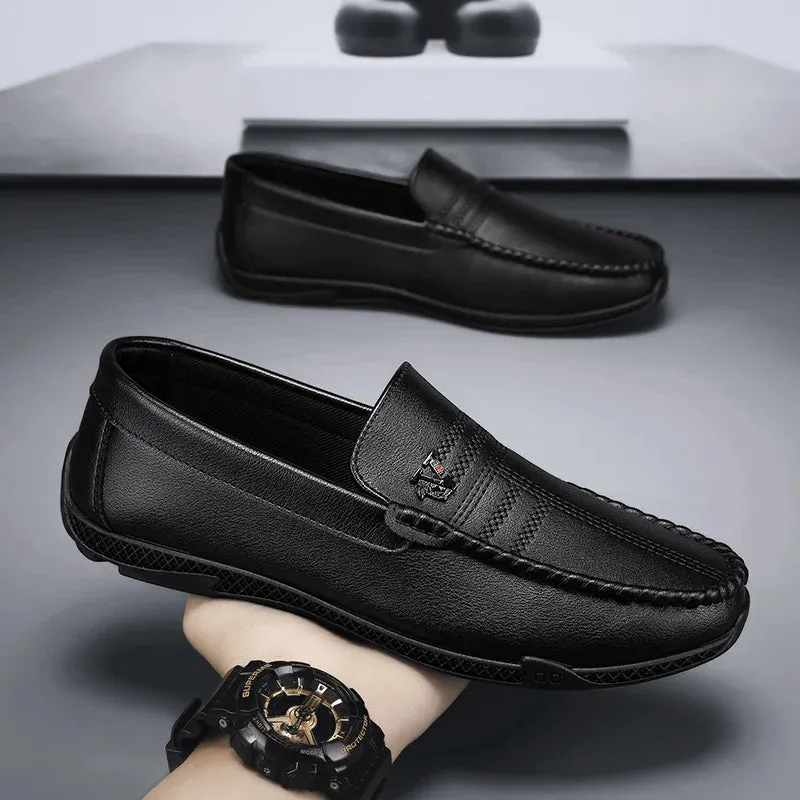 White Leather Men Casual Loafers