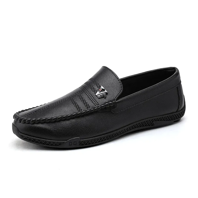 White Leather Men Casual Loafers