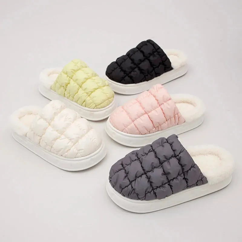 Winter Cotton Plush Slippers for Women