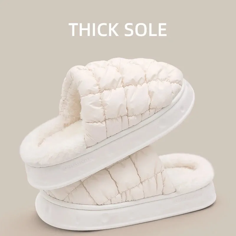 Winter Cotton Plush Slippers for Women
