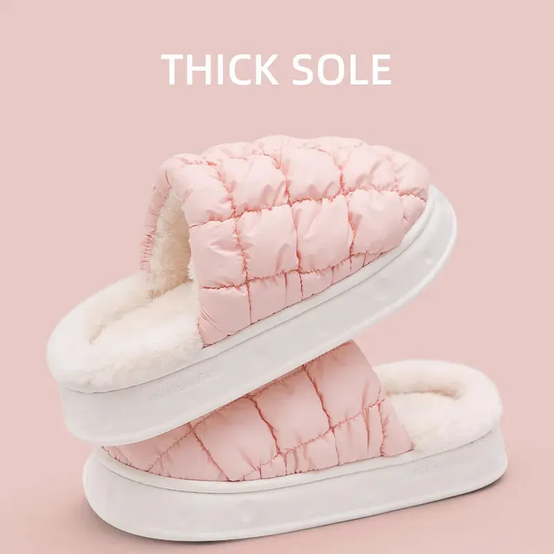 Winter Cotton Plush Slippers for Women