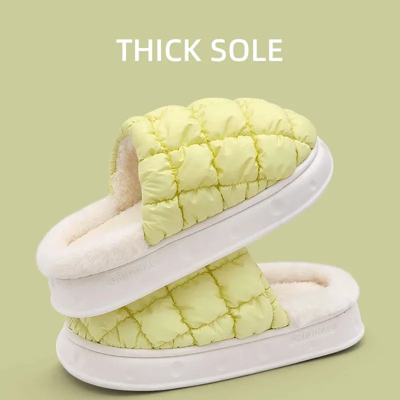 Winter Cotton Plush Slippers for Women