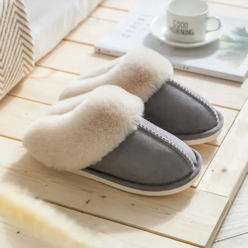 Winter Warm Home Slippers Women Bedroom Flat Indoor Fluffy Slippers for Men