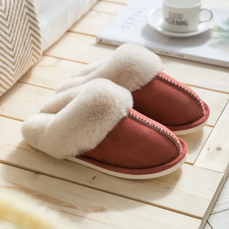 Winter Warm Home Slippers Women Bedroom Flat Indoor Fluffy Slippers for Men