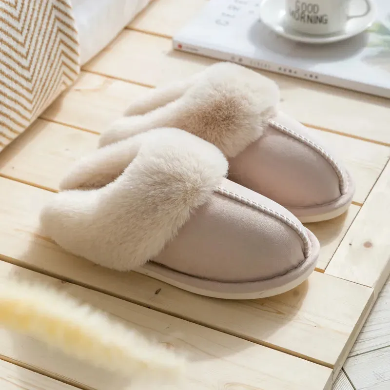 Winter Warm Home Slippers Women Bedroom Flat Indoor Fluffy Slippers for Men