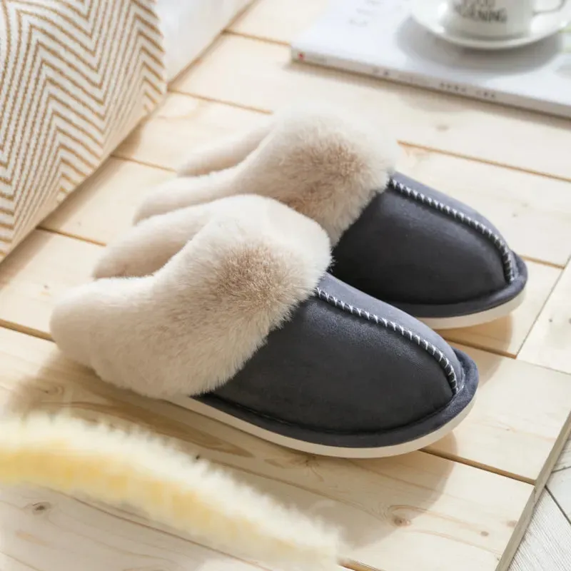 Winter Warm Home Slippers Women Bedroom Flat Indoor Fluffy Slippers for Men