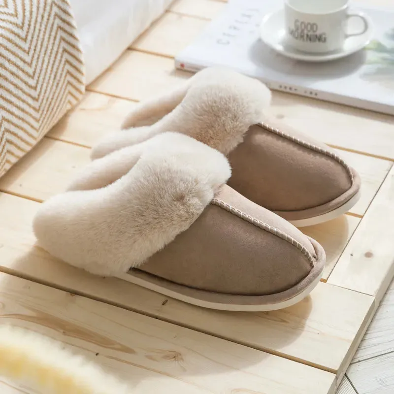 Winter Warm Home Slippers Women Bedroom Flat Indoor Fluffy Slippers for Men