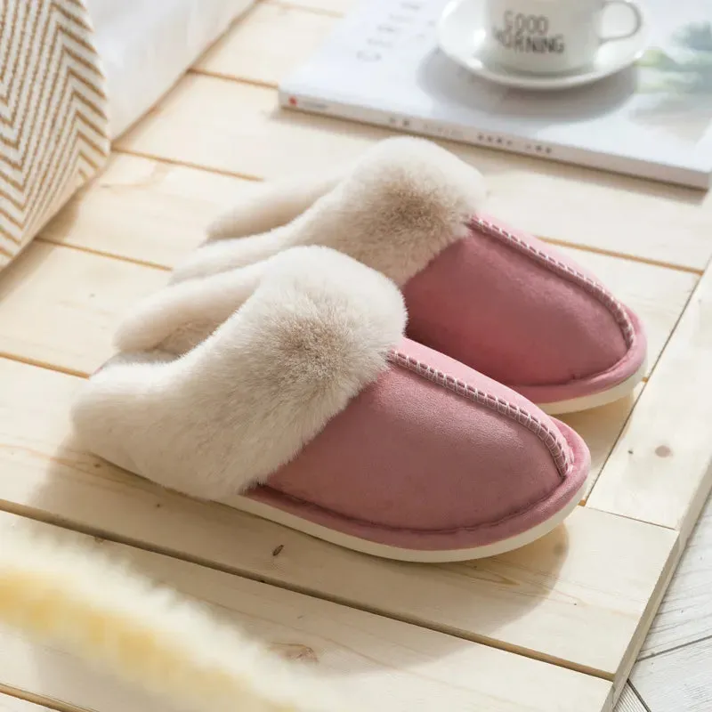 Winter Warm Home Slippers Women Bedroom Flat Indoor Fluffy Slippers for Men