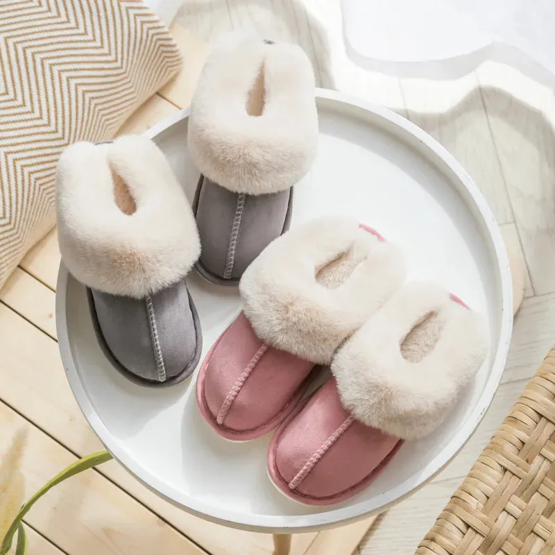 Winter Warm Home Slippers Women Bedroom Flat Indoor Fluffy Slippers for Men