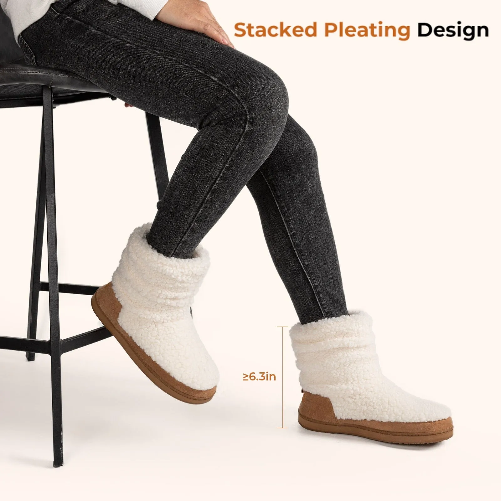 Women's Stacked Bootie Slippers Cute House Shoes