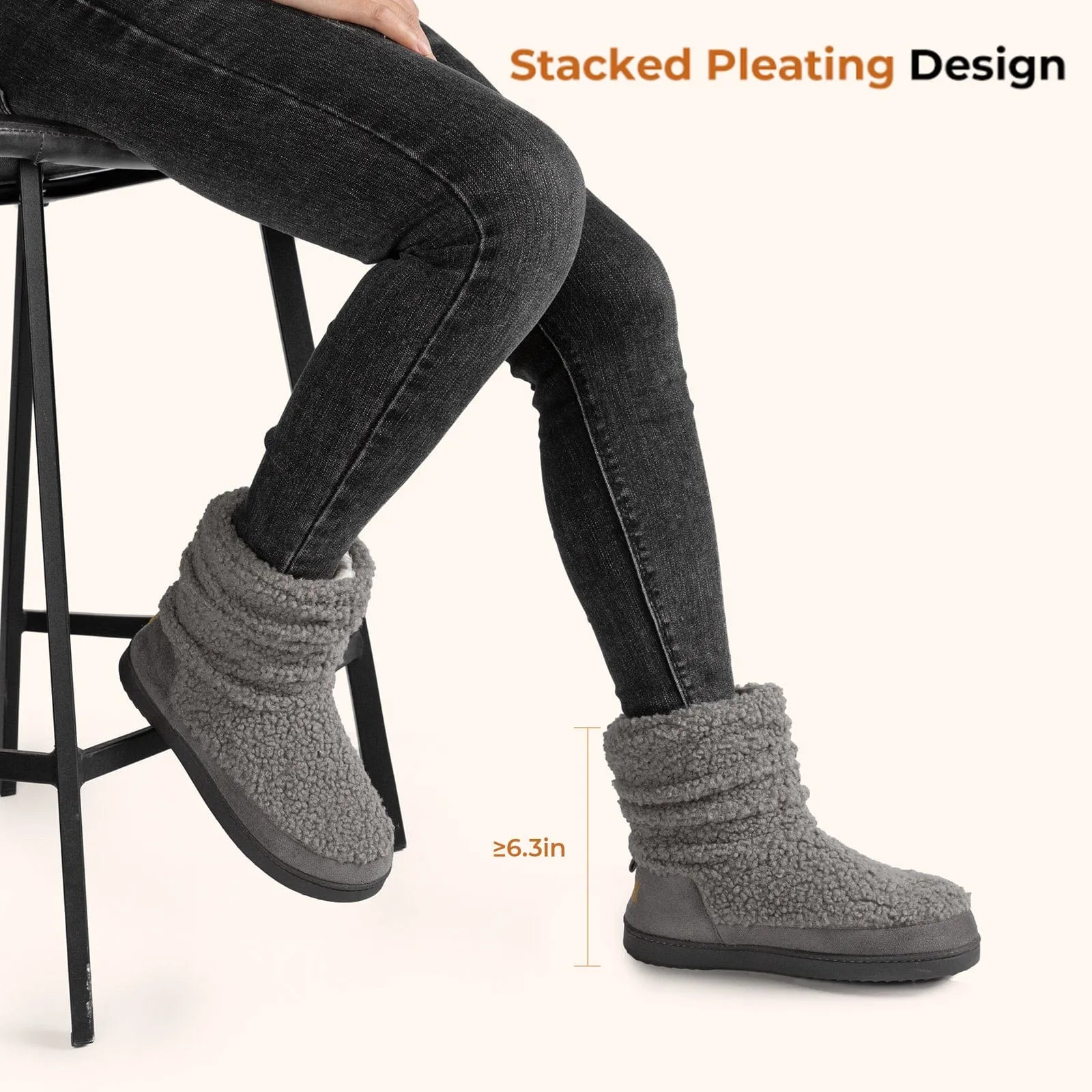 Women's Stacked Bootie Slippers Cute House Shoes